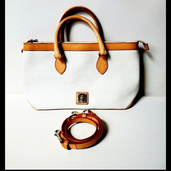 Dooney & Bourke Handbags - Dooney & Burke White & Tan Crossbody/Hand Bag